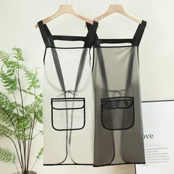 Men Women Mandiles TPU Kitchen Apron Waterproof Transparent Household Cleaning Aprons Painting Nails Beauty Makeup Pinafore