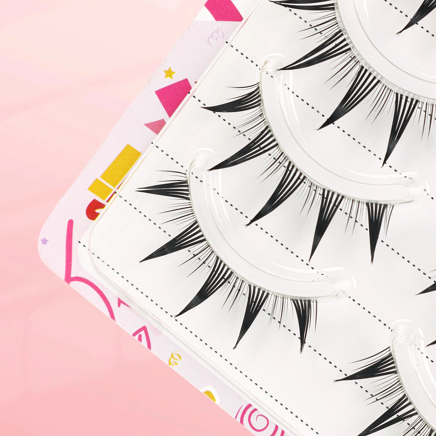 5 par małych sztucznych rzęs Demon z przezroczystymi łodygami i spiczastymi końcówkami do cosplay w stylu Lolita