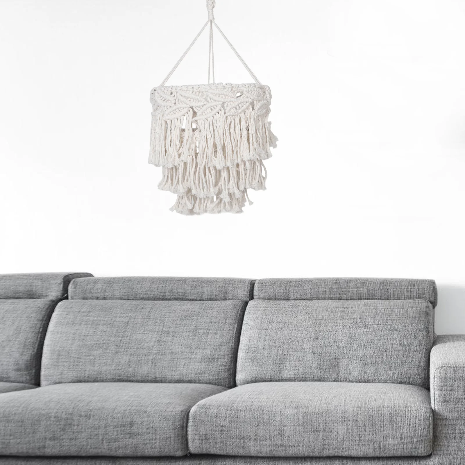 1 مجموعة بوهو مكرامية معلقة عاكس الضوء المنسوجة يدويا شرابة قلادة غطاء مصباح غطاء الشمال نمط غرفة المعيشة ضوء السقف التبعي