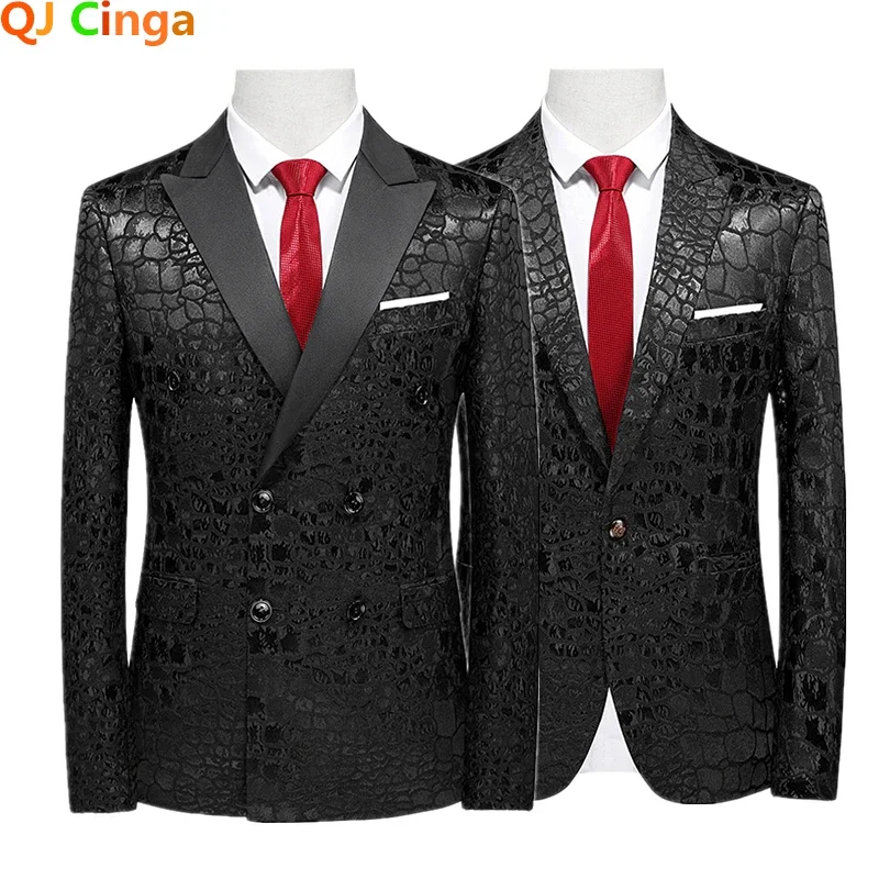 Double-breasted Men's Suit Jacket, Black Men's Terno Masculino, Wedding Party Blazers Homme Asian Size Men Tuxedo M-5XL 6XL