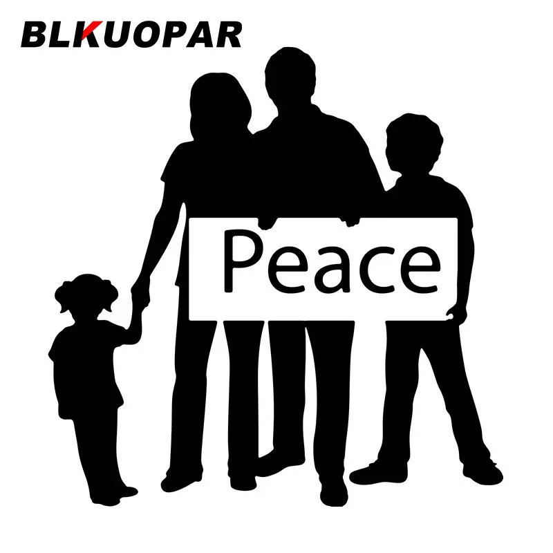 BLKUOPAR Silhouette Family Holds Placard Peace Car Sticker Creative Original Sunscreen Waterproof Decals Funny Car Styling