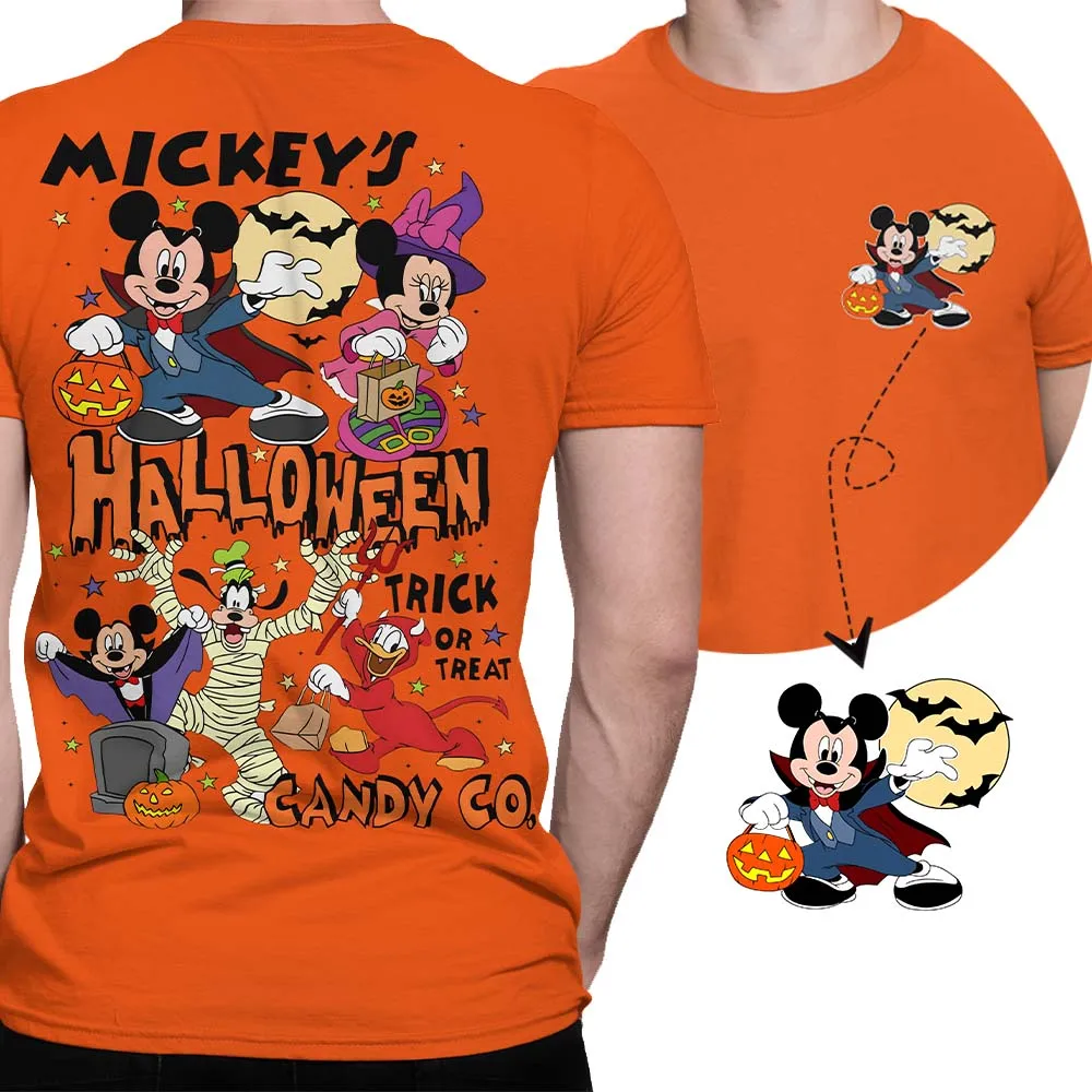 

Disney Mickey Halloween T-shirt for Adults Disneyland Mickey and Donald Duck 3D Printed Tee Halloween Gift Plus Size Men's Top