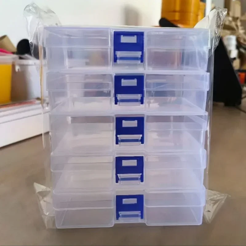 

5Pcs Clear Empty Box Rectangular Covered Plastic Box Accessories Hardware Parts Box Sample Packaging Mask Storage Box