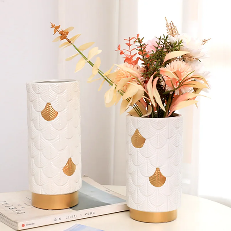 

PINNY Nordic Ginkgo Biloba Ceramic Vase Modern Minimalist Style Dried Flower Vases Home Decoration Accessories