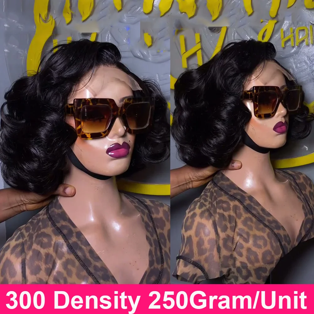 

Super Double Drawn Glueless Wig 100% Human Hair Ready To Go 10inch Loose Deep 300% High Density 4x4 Transparent Lace Front Wigs
