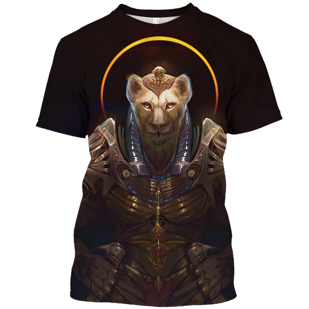 Men'S T-Shirt Egyptian Mythology 3D Print 2023 Summer Animal Fashion Short Sleeve Basic Top Casual Daily Oversized Clothing