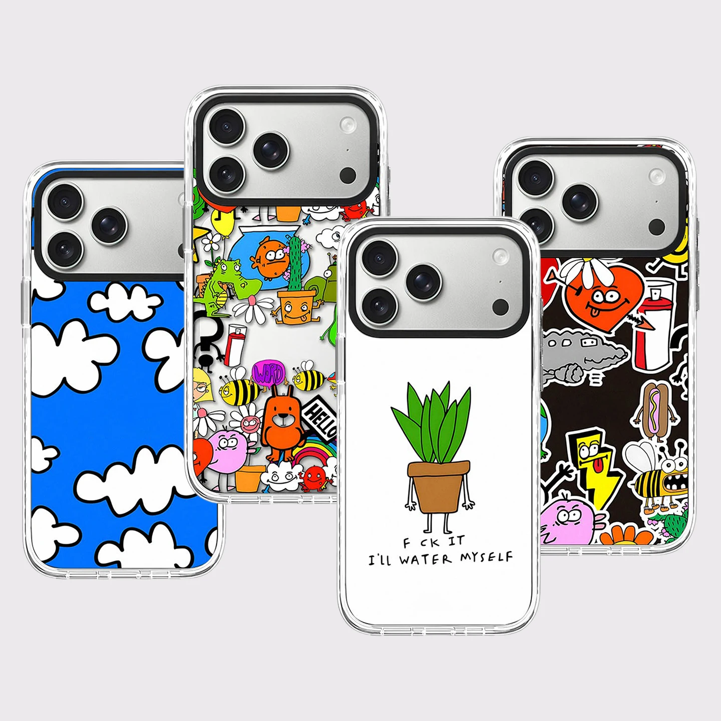 I'll Water Myself Pattern White Border Magnetic Phone Case Cover for IPhone 12 13 14 15 16 17 18 Pro Max Case