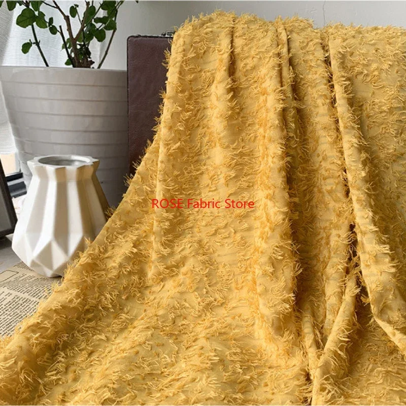Tassel jacquard Yellow Chiffon fabric For Shirt, Wedding Dress, DIY Sewing,  Designer Fabric, Dress Show