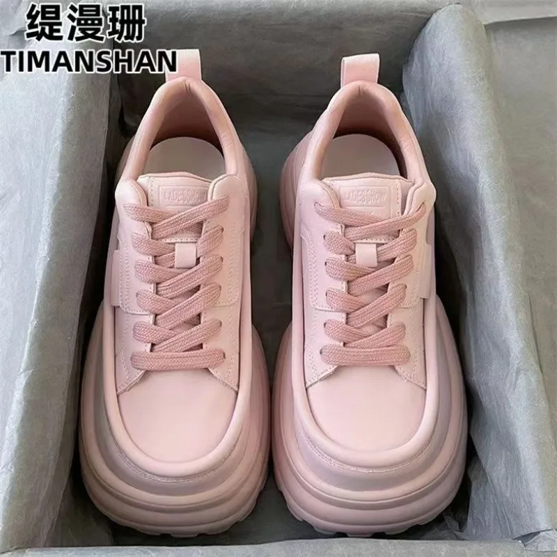 Schattige Roze Platform Sportschoenen Vrouw 2023 Dikke Zool Meisjes Sportschoenen Kawaii Fashion Casual Papa Schoenen Damesschoenen