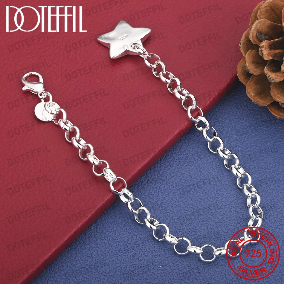 925 Sterling Silver Delicate Glossy Star Bracelet for Women, Fashionable Wedding Party Gift Jewelry