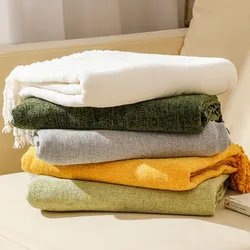 Summer Thin Thread Blanket Chenille Sofa Green Outdoor Picnic Travel Nordic Knitted Throw Blanket Bed End Decor Soft Nap Blanket