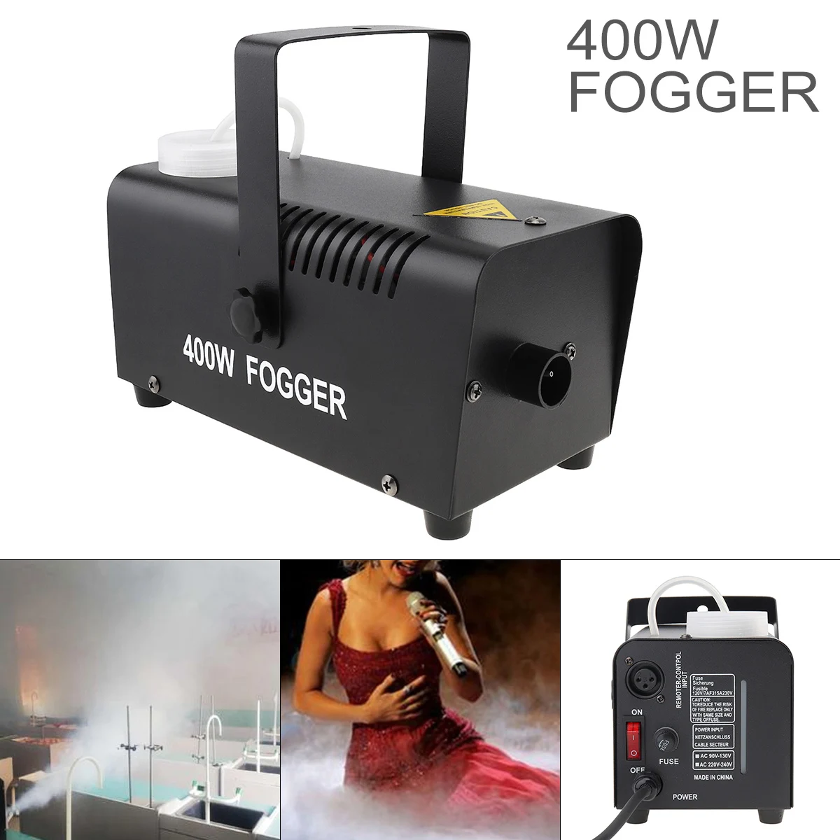 

400W Professional Fog Machine Wire Control Hood Fog Smoke Mist Machine Ejector for Stage / Bar / KTV Stage Lighting Effect