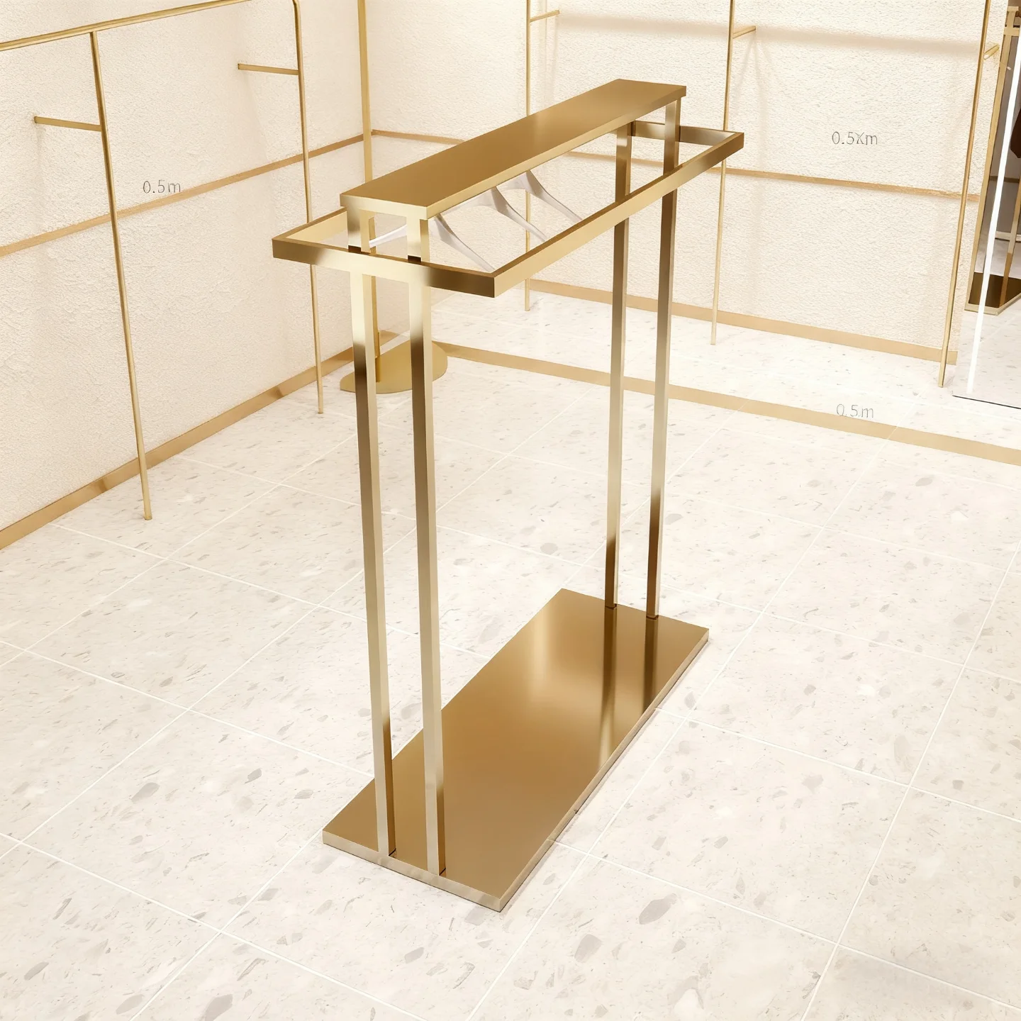 Clothing store display rack stainless steel titanium middle double row island hanging clothes rack women's clothing store specia