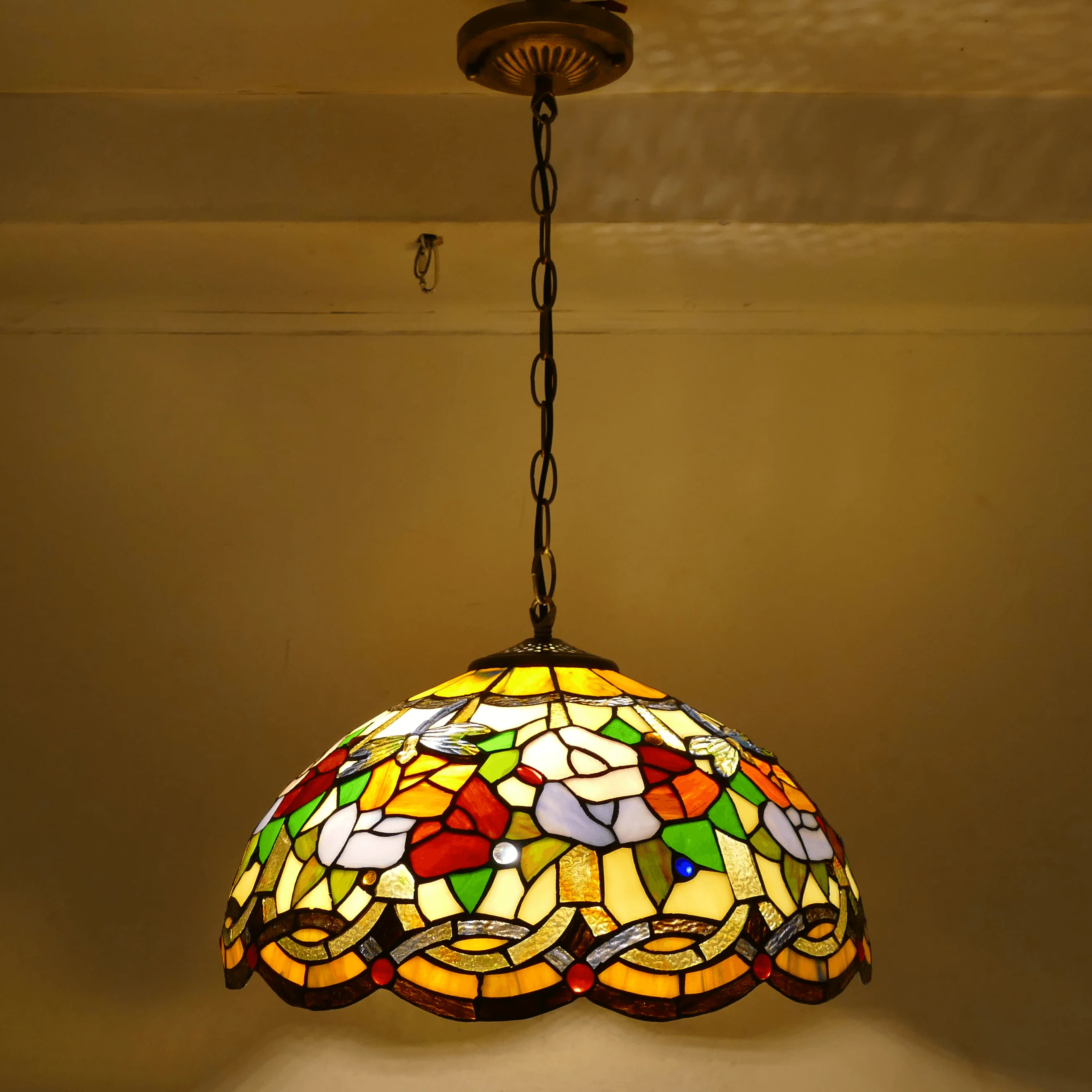 12 Inch Ceiling Chandelier Victorian Style Living Room Bedroom Hotel Vintage Stained Glass Ceiling Chandelier