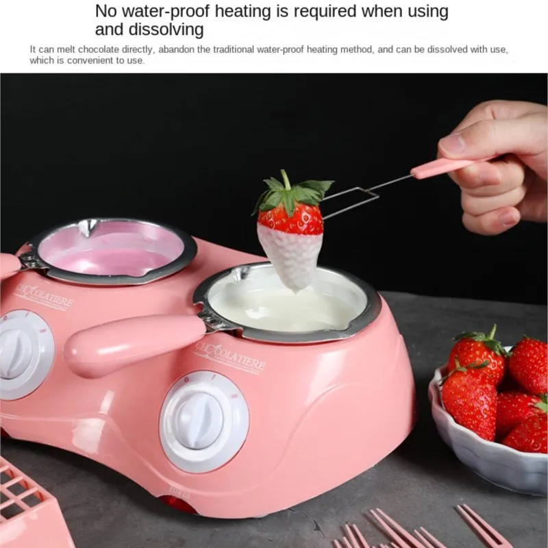 Dual Electric Chocolate Fountain 250 * 2ML Capacity Fondue Hot Chocolate Melt Pot Melting Machine yellow /pink 1PC Hot Selling