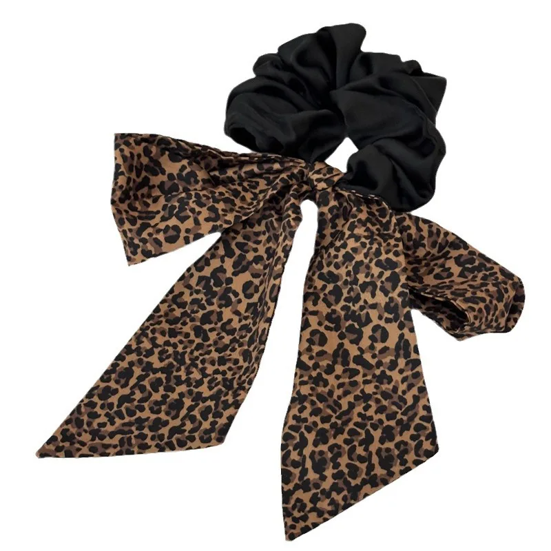 Leopard Floral Dot Hair Scrunchies Women Headwear Elastic Bow Long Ribbon Hair Rope Trendy Hairband Girls Hair Accessories