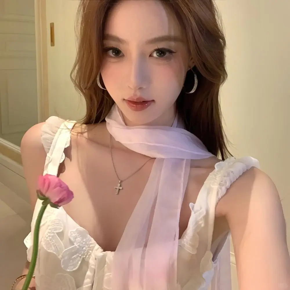 

Thin Long Silk Scarf Soft Wrap Adjustable Chiffon Silk Scarf Clothing Accessories Pink/purple Ribbon Neckerchief Outdoor