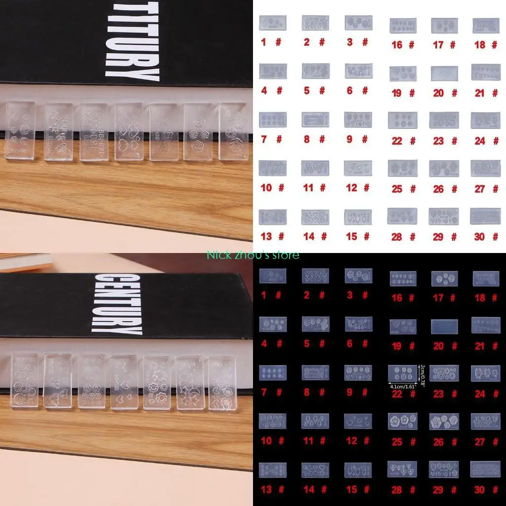 

E15E 30 шт. акриловая силиконовая форма для резьбы по цветку для дизайна ногтей DIY украшения