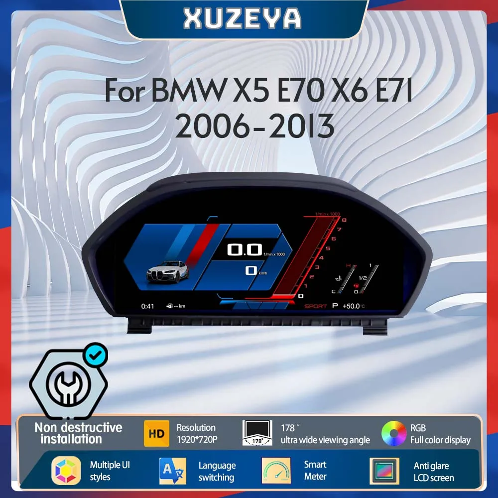 Digital Instrument Cluster for BMW X5 E70 X6 E71 2006-2013 CCC CIC Odometer, HUD Instrument Cluster, Speedometer, Virtual Cockpi