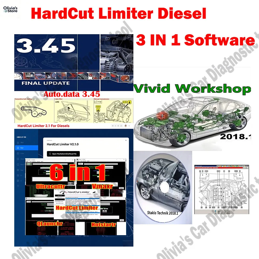 Autodata 3.45 + Workshop Vivid 2018 + HardCut Limiter Diesel + محرك بنزين UltraCut + Pop&Bang + HARDCUT VMAX + HotStartr + QLaunchr