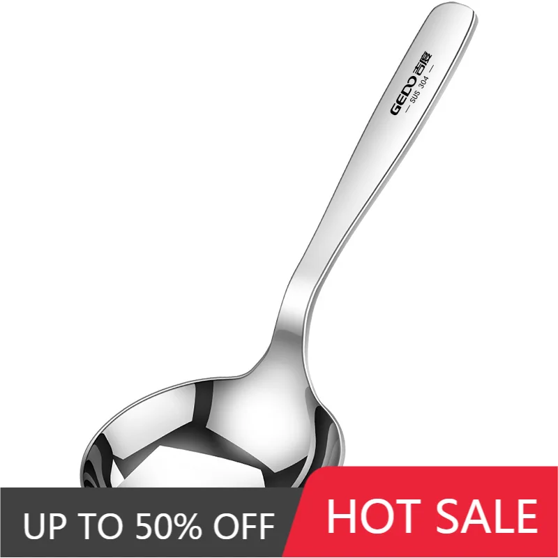 LFGB Certification Ultra Thick Pure 304 Stainless Steel Serving Spoon 95mm Width 25mm Soup Ladle for Family Banquet Tablware