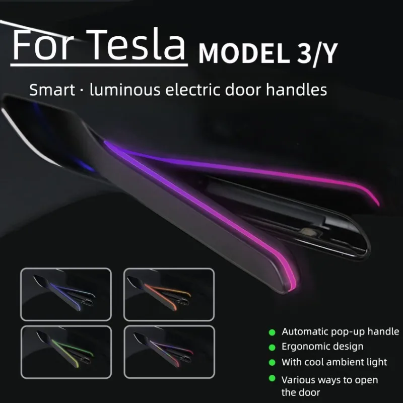 

For 2025 Tesla Model Y/3/Y Juniper/3 Highland Wireless Door Handle - 7th Gen Auto-Presenting with Color LED Welcome Mode