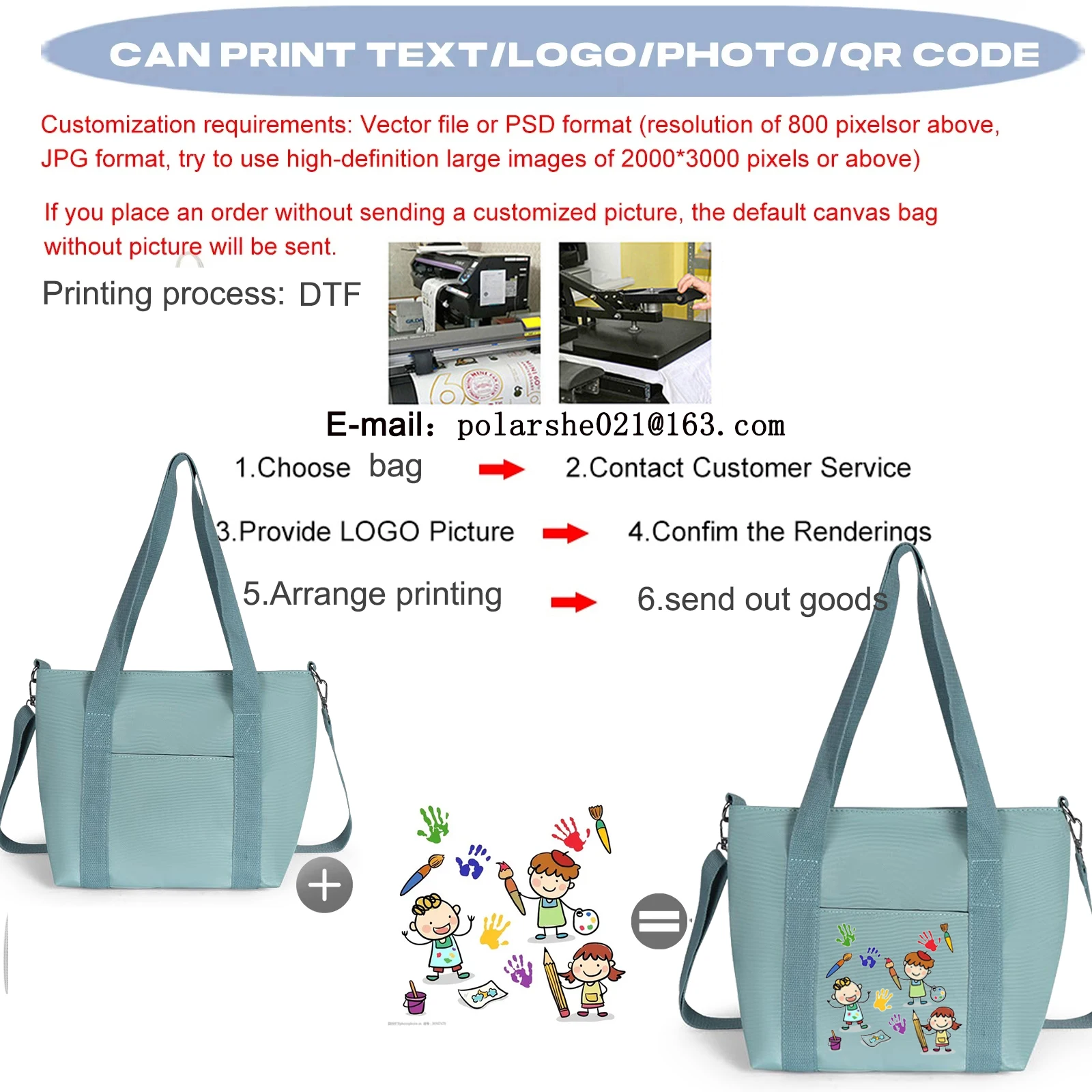 BFF Matching Women Oxford Cloth Tote Bag Custom Best Friend Photos Logo DIY Design Waterproof Shoulder Crossbody Handbag