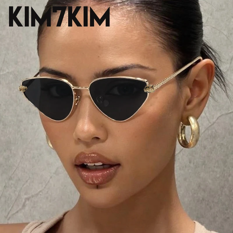 

Trendy Punk Cat Eye Sunglasses Women 2025 Luxury Brand Rhombus Polygon Sunglass Fashion Leopard Head Metal Eyewear UV400 Shades
