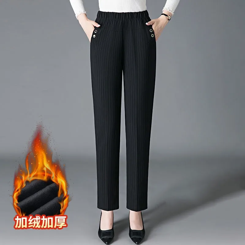 Pantaloni slim vintage da donna coreani moda primavera autunno streetwear nuovi pantaloni casual dritti scozzesi a vita alta elastici