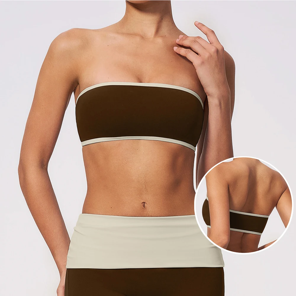 Sexy Summer Casual Sports Bra Gym Push Up Underwear Fitness Bra Workout Strapless Bustier Bandeau Women Yoga Clothes Tube Top
