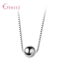 925 Sterling Silver Round Ball Choker Necklaces Pendant Jewelry Box Chain Necklace For Women Female Christmas Supplies