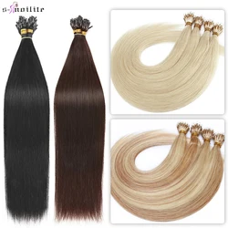 S-noilte 50pcs 1g/strand Nano Rings Micro Links Human Hair Extensions 22inch Straight Natural Blonde Micro Bead Loop Pre Bonded