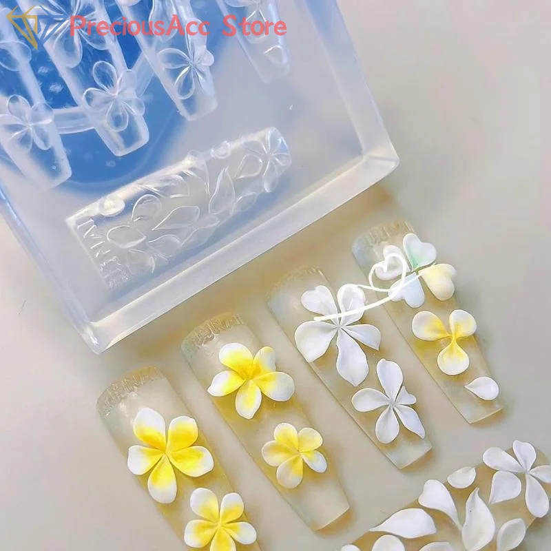 ثلاثية الأبعاد زهرة السيليكون قالب مسمار الفن نحت قالب الاكريليك زهرة الكركديه خمسة زهر البتلة لتقوم بها بنفسك مسمار الفن الديكور شفافة