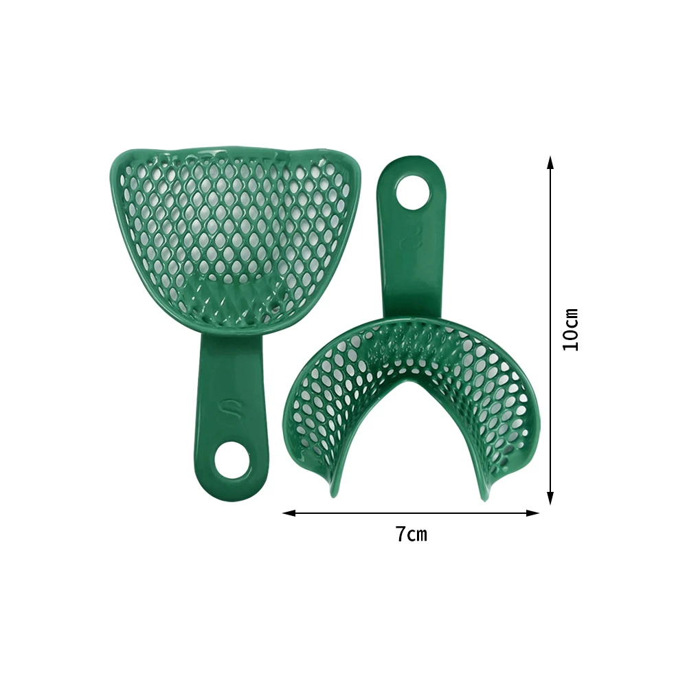 2pcs Dental Impression Trays Edentulous Jaw Impression Tray Plastic-Steel Teeth Holder Dentist Oral Material Tool