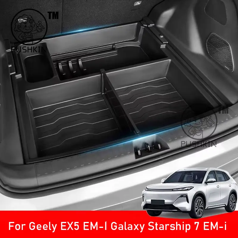 

For Geely Galaxy Starship 7 EM-i Geely Starray EM-i 2025 Car Trunk Storage Box Rear Tailbox Cargo Organizer Interior Accessories