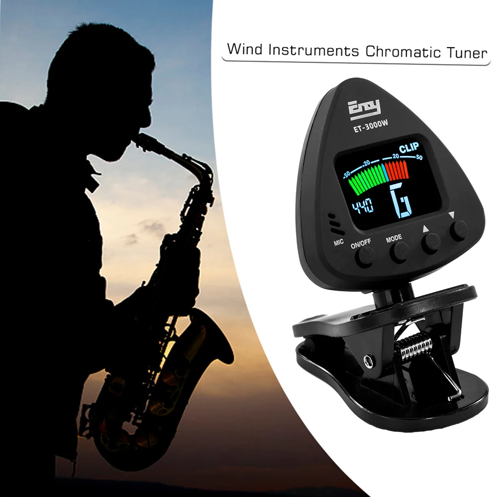 eno ET 3000W Wind Instruments Tuner Supports Mic & Clip-on Tuning Modes for Saxophone Clarinet Trumpet Flute