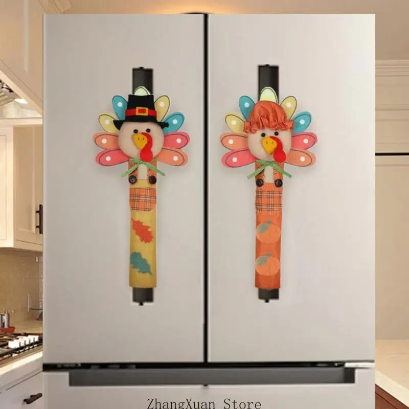 Truthahn-Kühlschrankgriffabdeckungen für Herbst-Küchen-Thanksgiving-Akzent 3XUF – Detail 5