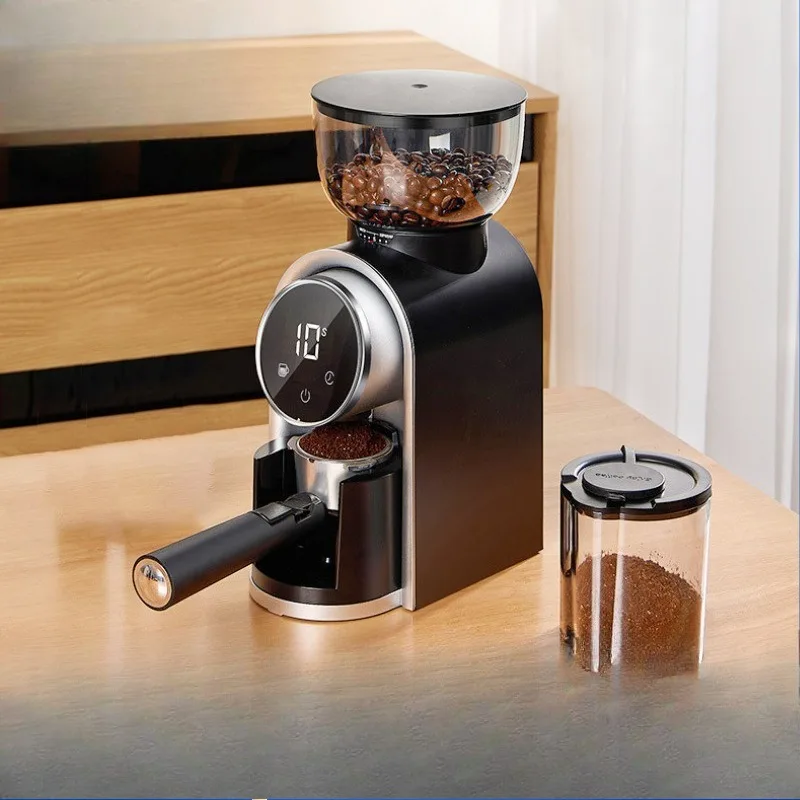 Electric coffee grinder, espresso coffee grinder, adjustable thickness, steel core, with timed and measured measurement
