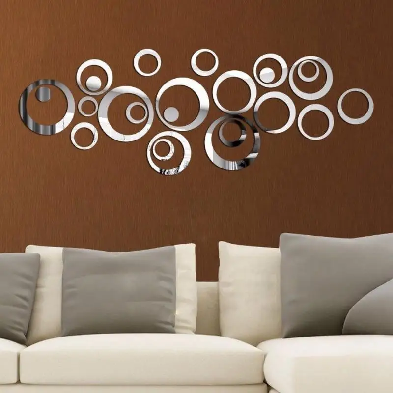 1Set 3D DIY Home Decoration Wall Stick Mirror Stickers Gift for Living Room Bedroom Decor