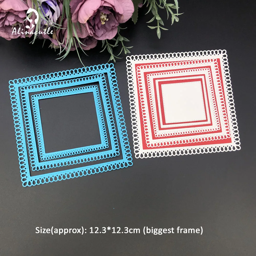 Alinacutle Metal Cutting Dies Cut Tear Drop Square Nesting Frame Etched Dies Scrapbook Paper Craft Album Handmade Die Cutting
