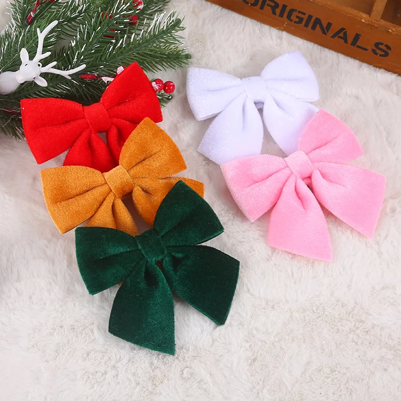 2/3PC Christmas Velvet Bows Xmas Pendants DIY Window Decora for Party Christmas Tree Topper Ornament for Wedding Outdoor Decor