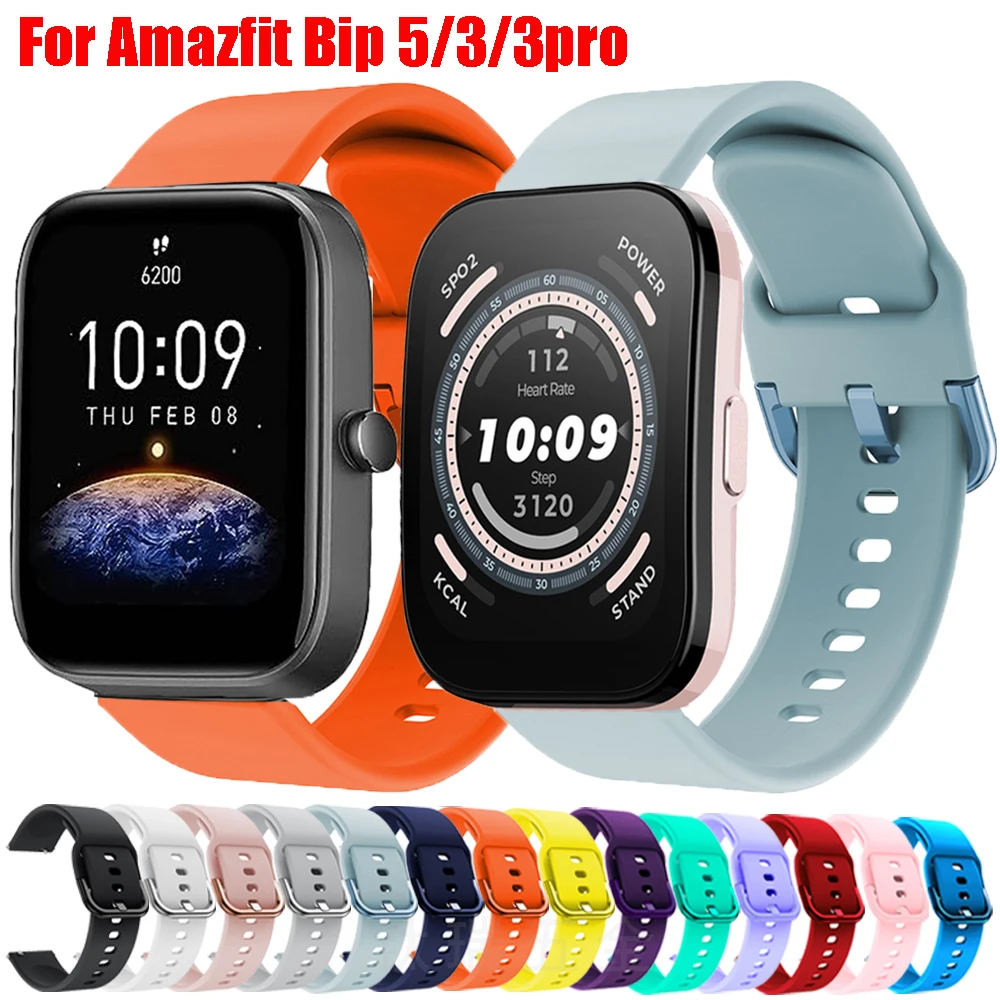 Colorful Silicone Band for Amazfit Bip 5 Bracelet Watchband Soft Sports Strap for Amazfit Bip 3/Bip 3Pro Smart Watch Accessories