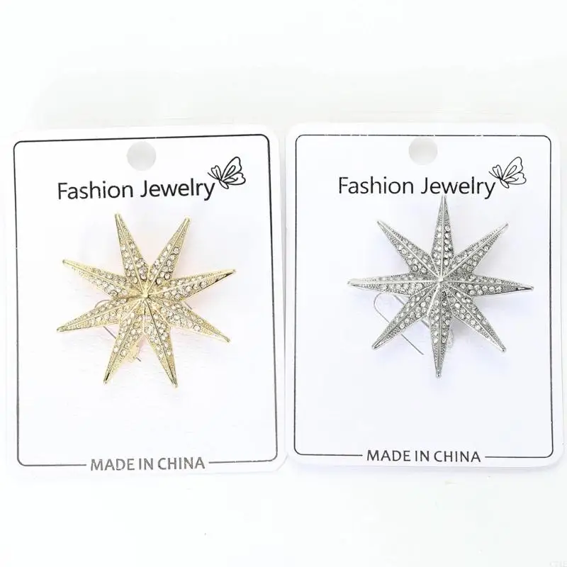  Stylish Eight Point Star Brooch Pin Alloy For Adding Fashionable Accent To Clothing Work And Social Event