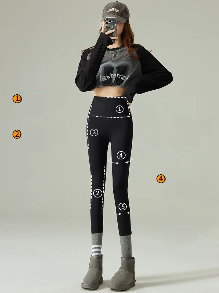 Women's High-Waist Fce-Lined Yoga Pants Autumn Winter Warm Slimming ark Pants Casual Long Pants Nylon Spandex Blend