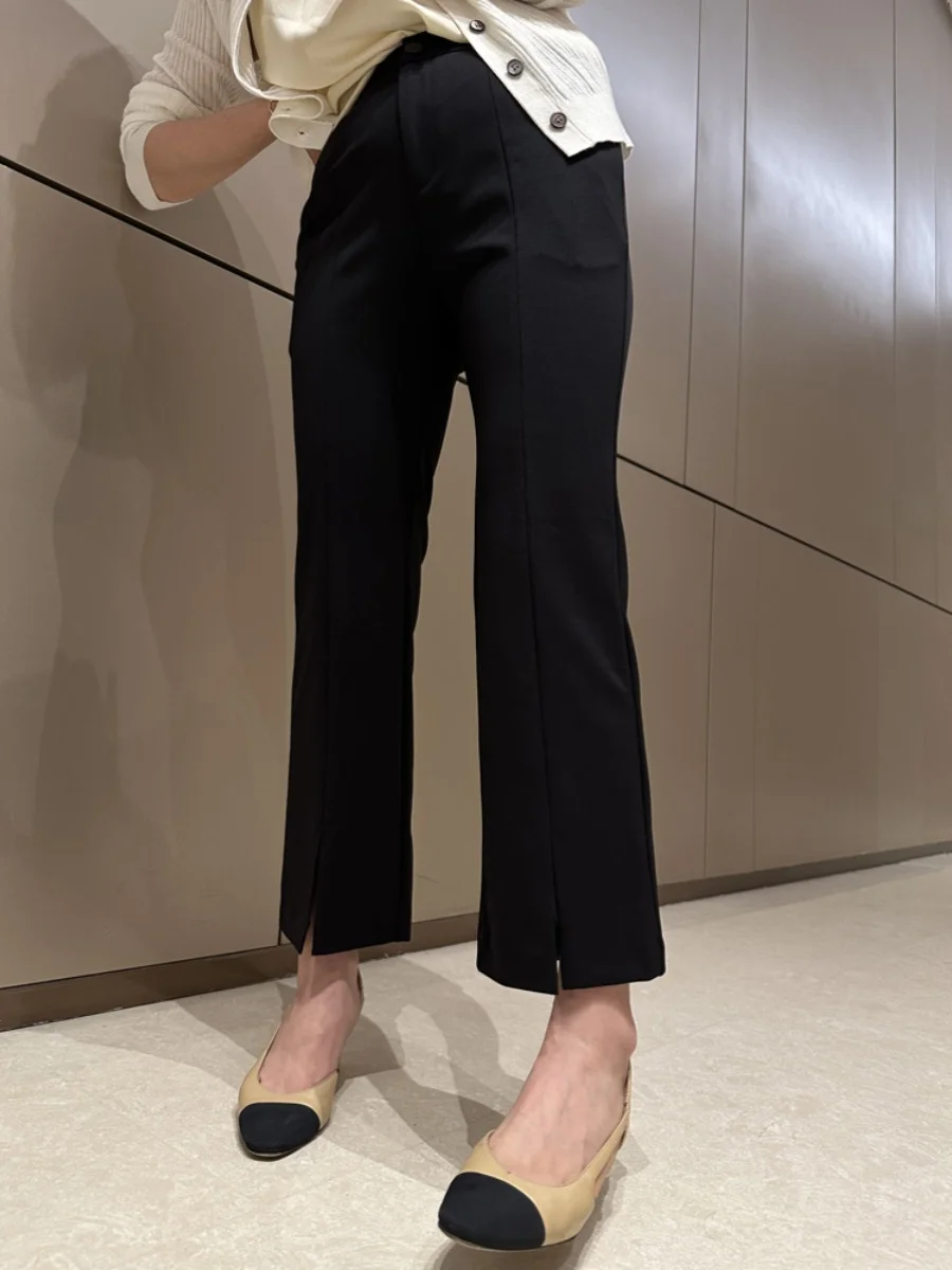 

Удобные брюки-клеш с высокой талией, эластичные в четырех направлениях, укороченные, с микро-клешем, для всех женщин, модные, для повседневной носки