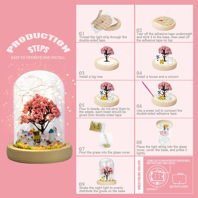 DIY nightlight micro-landscape handmade gifts, romantic Valentine\'s Day gifts, creative handmade fairy lamp toys, immortal flowe