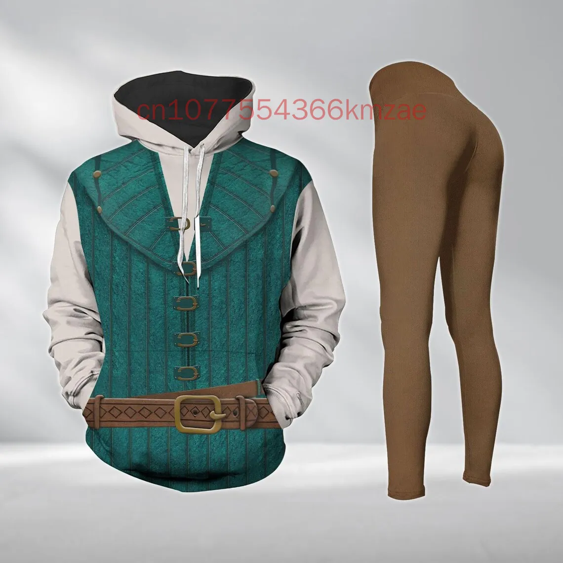 

Новинка 2025 года, костюм персонажей фильма «Запутанная история Диснея», толстовка с капюшоном, леггинсы с 3D принтом, модная женская толстовка с капюшоном Disney Flynn Rider, штаны для йоги