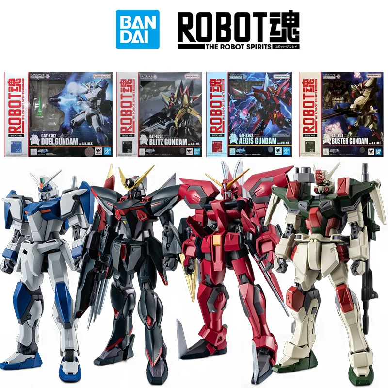 Bandai The Robot Spirits Buster Aegis Blitz Duel Gundam 14Cm Gundam Seed Anime Original Action Figure Model Toy Gift Collection