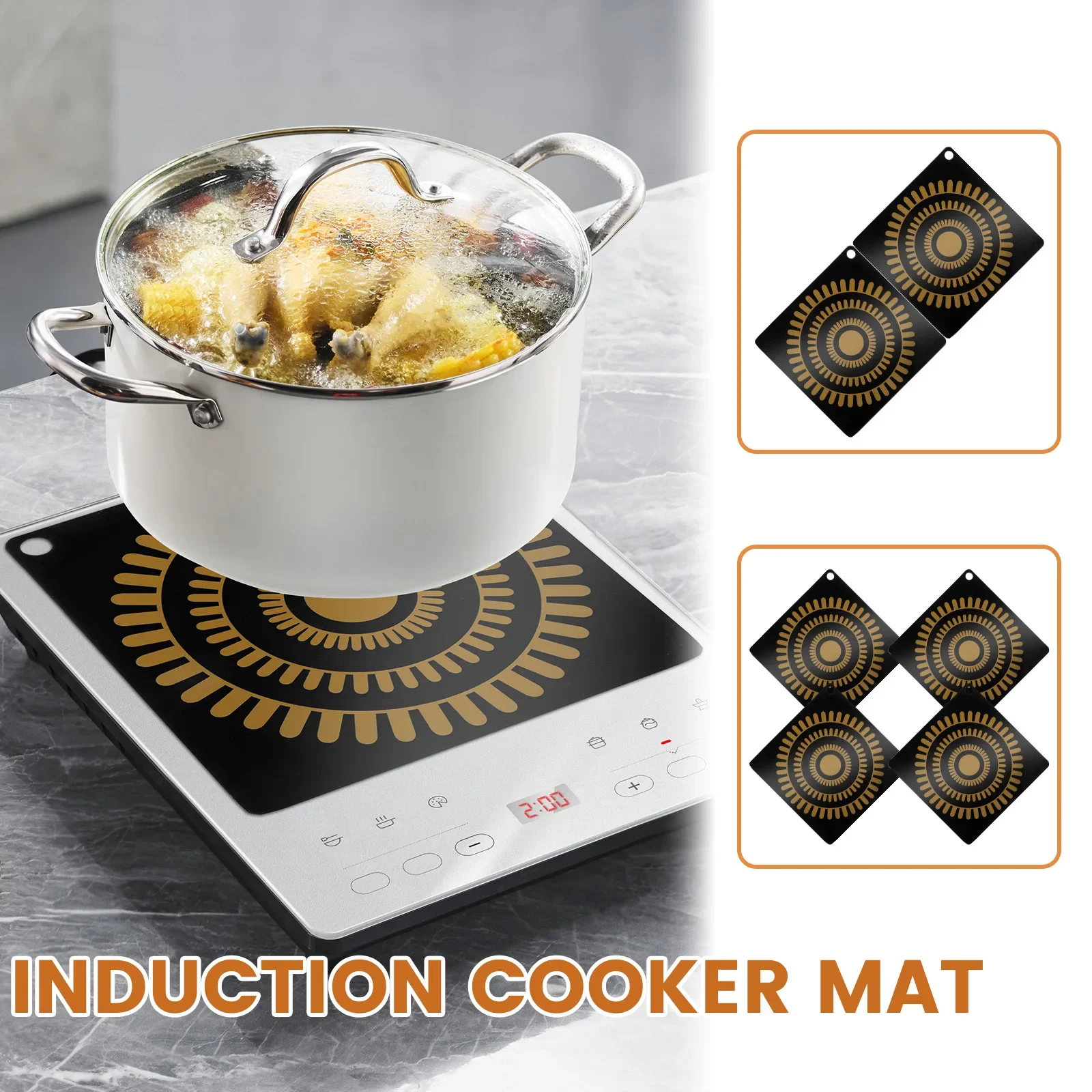 2/4Pcs Induktion Kochfeld Wärmedämmung Matte 9,84 Zoll Thermochrome Silikon Induktion Kochfeld Schutzhülle Küche Werkzeug