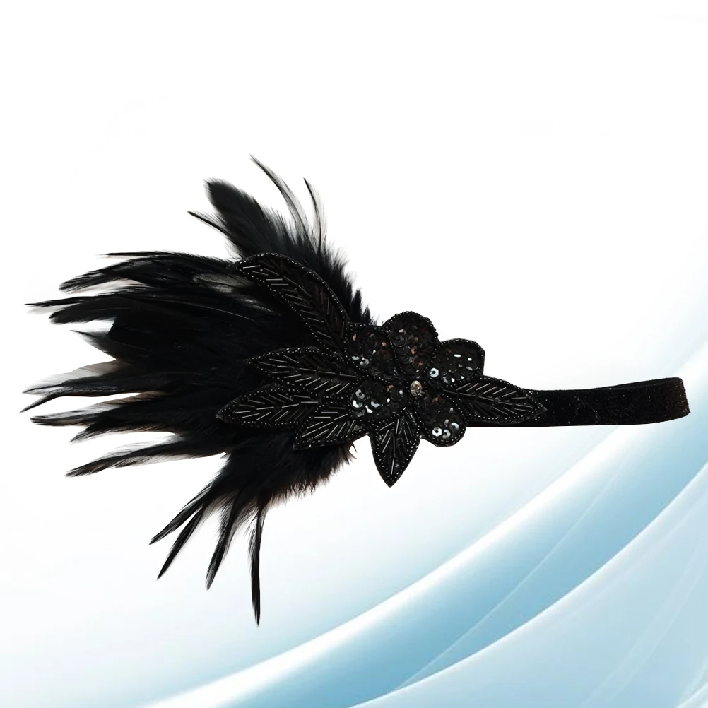 

Headband For Women Beaded Elastic Ribbon Party Wedding Hair Accessory Unique Costume Festival Gift Black